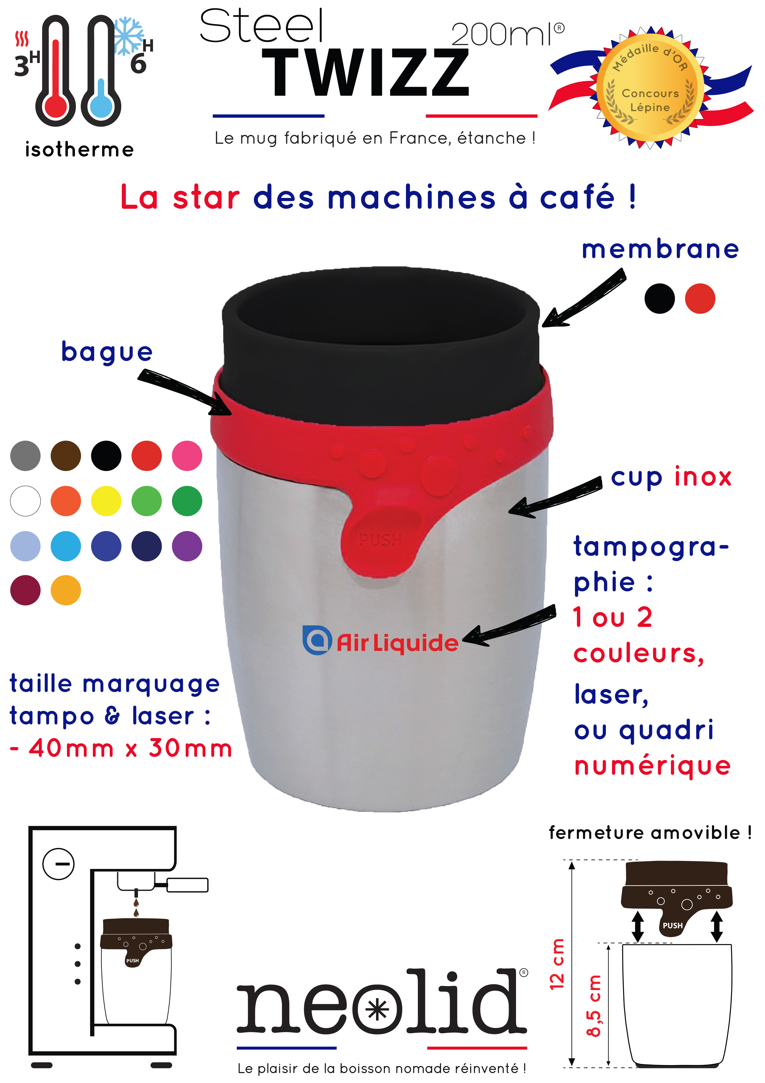 Le petit mug thermos en inox Steel TWIZZ 200ml MADE IN FRANCE !